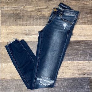 Articles of Society Dark Wash Distressed Stretchy Skinny Jeans